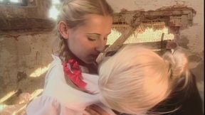 Lesbian Orgasms for Two Blondes in the Barn