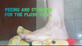 Peeing and stomping for the plush troll