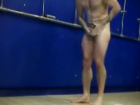 guy gets hard in open shower at the gym