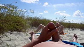 Beach Stranger Jerks Me Off, Voyeurs Watch UsFuck