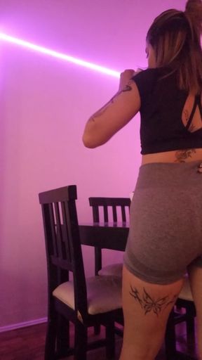Athletic blonde solo professional GF jogs on a treadmill