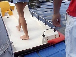 Blond sucks penis on a boat in full view of the town