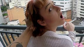 my husband creampied my ass after breakfast on the balcony