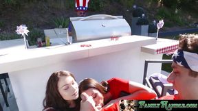 Teen and mature share big cock before slut rides it on all fours