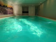 Risky full naked in hotel pool