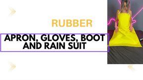 rubber dildo play in apron and rain suit