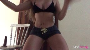 big ass blonde latina dancing for a fan