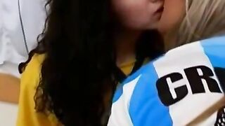 Sporty-Babe Triple Team Hardcore Orgy - Girls Gangbanging in Football Uniforms