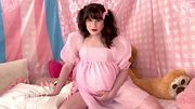 Sissy Self Impregnation with Dildo!