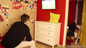 Russian cuckold prefers to watch football rather than fuck his wife
