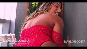 BBC on His Trans Girlfriend Big Ass and Natural Tits... Finishing with a Facial and She Cum at the Glass