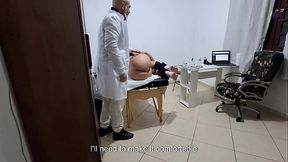 A MILF gets fingered by the proctologist during an anal exam