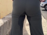 girl pees in pants on balcony Cap D'Agde and on street public