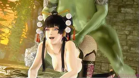 Nyotengu Impaled by Muscular Orc Futanari in Wild Hentai Ride