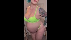 Tight Yellow Underwear Strip Tease Whilst Pregnant