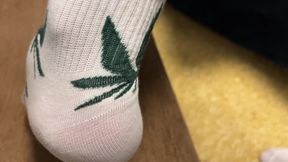 Gay Solo - Green Leaf Socks &amp; White Cotton Fetish in Bedroom