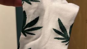 Gay Solo - Green Leaf Socks &amp; White Cotton Fetish in Bedroom