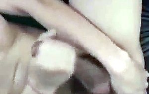 Titty ts  strokes furiously and cums
