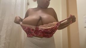 Trying on bras