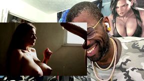 big breast milf gets cum splattered all over her body like a cum whore, ai generated