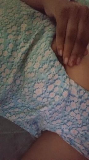 Hot brunette masturbates with giant dildo on top of teddy bear