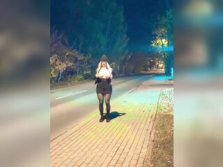 A transvestite disrobes and masturbates in public