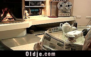 Naughty teen takes it anal from perv old man