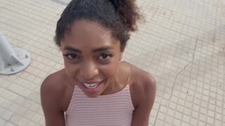 Sexy chocolate has twat explored by railwayman's strong dick