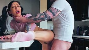 Harlowe Blue In Kinky Alt Chick In Socks And Pigtails Teases Pussy And Squirts, Then Sucks And Fucks Boyfriends Cock With