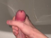 Quick jerking off my huge dick to fill the bath of my sperm pt.1