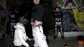 Fucked bareback by straight for Halloween night