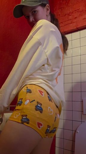 beautiful girl reconciles panties