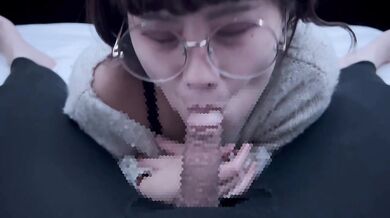 Thick glasses girl deepthroats big cock raw japanese slurps all his jizz mouthful glaze