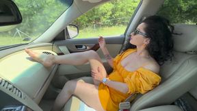 Peeing, Squirting, Fisting My Pussy in the Random Car