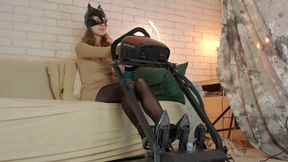 Pedal Pumping - Stella - Old Car Cranking - Black Pantyhose - Full - HD 2560x1440