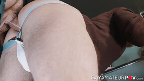 Sexy Ryan Bones shoots his load into Jordan Starrs face after banging his smooth