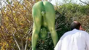 Painted Public Statue Seduction – Steamy Outdoor Encounter Uncovered