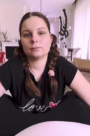 Amateur Wife in Pigtails Swallows the Big Load