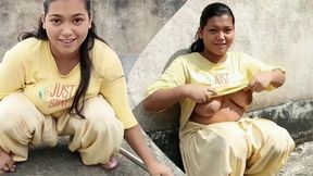 Romance with Young Married Bhabhi On Rooftop, Desi Village Girl Outdoor Hindi XXX Sex Video