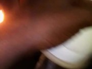 Ebony fucking flash light
