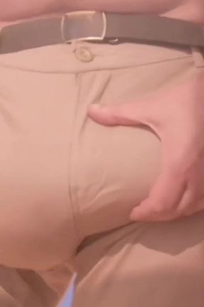 Pervert at Home Showing His Huge Bulge