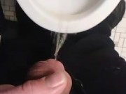 Non-Op Hairy MTF Pissing Two Streams; No Sound