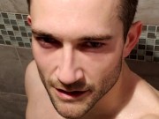Francis Dick Stroking Big Uncut Dick in Gym Shower
