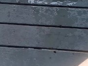 Messy piss on the balcony