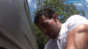 Horny boy sucks a chunky cock before getting fucked hard