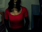 Forever Smiles Pt2! Masked smiling Jane feels her tight body with her leather gloves!