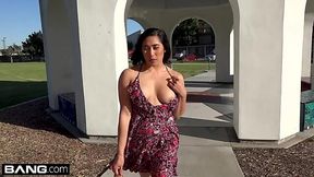 Busty Mia Li got fucked in her Asian pussy after some showing public her boobs