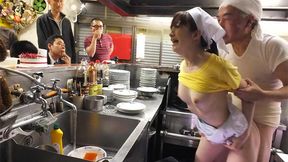 Mimi Asuka sucks her boss cock in a restaurant in front of clients. She is fucked doggy style and in mouth same time. After she cums, Mimi is fucked on a table. She cums again while is fingered and her crack is filled with cum after a huge fucking.