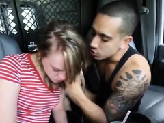Hot blonde hitchhiker Lizzie Bell tied and fucked in a van