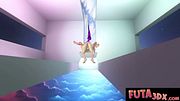 Purple Hair Kara Jerks and Gulps a Massive Futa Cock